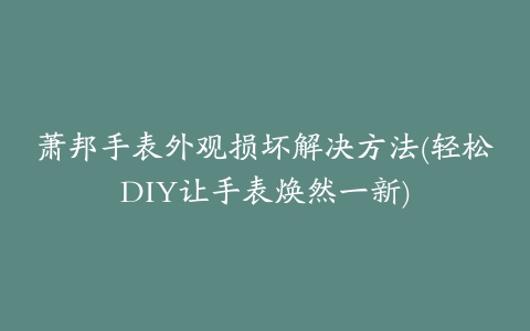 萧邦手表外观损坏解决方法(轻松DIY让手表焕然一新)