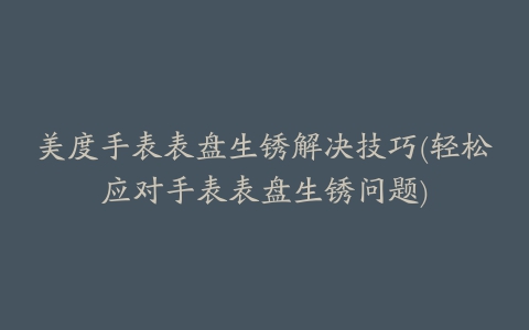 美度手表表盘生锈解决技巧(轻松应对手表表盘生锈问题)