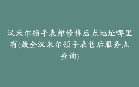 汉米尔顿手表维修售后点地址哪里有(最全汉米尔顿手表售后服务点查询)