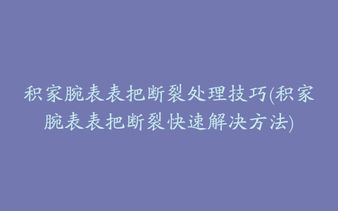 积家腕表表把断裂处理技巧(积家腕表表把断裂快速解决方法)