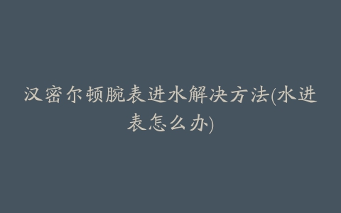 汉密尔顿腕表进水解决方法(水进表怎么办)