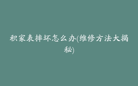 积家表摔坏怎么办(维修方法大揭秘)