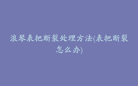 浪琴表把断裂处理方法(表把断裂怎么办)