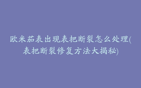 欧米茄表出现表把断裂怎么处理(表把断裂修复方法大揭秘)