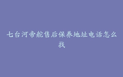 七台河帝舵售后保养地址电话怎么找