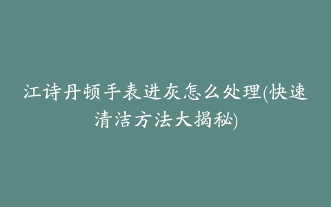 江诗丹顿手表进灰怎么处理(快速清洁方法大揭秘)