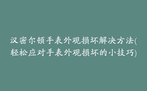 汉密尔顿手表外观损坏解决方法(轻松应对手表外观损坏的小技巧)