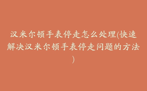 汉米尔顿手表停走怎么处理(快速解决汉米尔顿手表停走问题的方法)