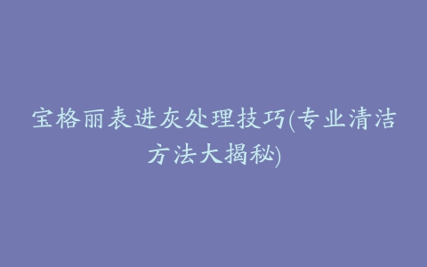 宝格丽表进灰处理技巧(专业清洁方法大揭秘)