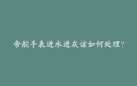 帝舵手表进水进灰该如何处理？