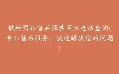 铁岭萧邦售后保养网点电话查询(专业售后服务，快速解决您的问题)