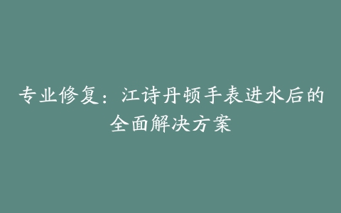 专业修复：江诗丹顿手表进水后的全面解决方案