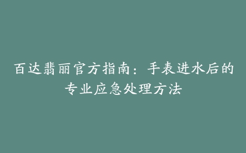 百达翡丽官方指南：手表进水后的专业应急处理方法