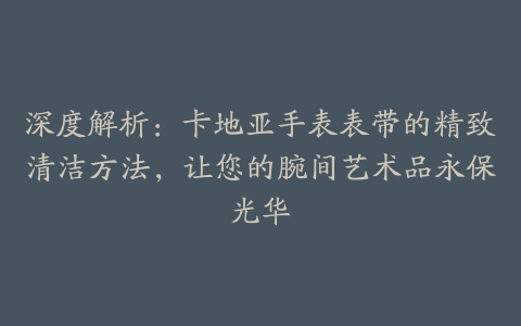 深度解析：卡地亚手表表带的精致清洁方法，让您的腕间艺术品永保光华