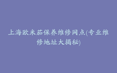 上海欧米茄保养维修网点(专业维修地址大揭秘)