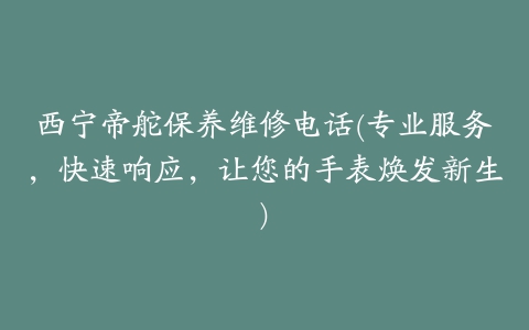 西宁帝舵保养维修电话(专业服务，快速响应，让您的手表焕发新生)