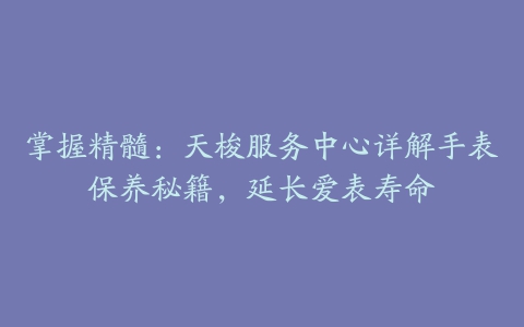 掌握精髓：天梭服务中心详解手表保养秘籍，延长爱表寿命