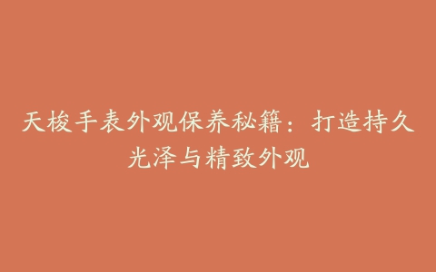 天梭手表外观保养秘籍：打造持久光泽与精致外观