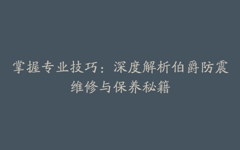 掌握专业技巧：深度解析伯爵防震维修与保养秘籍