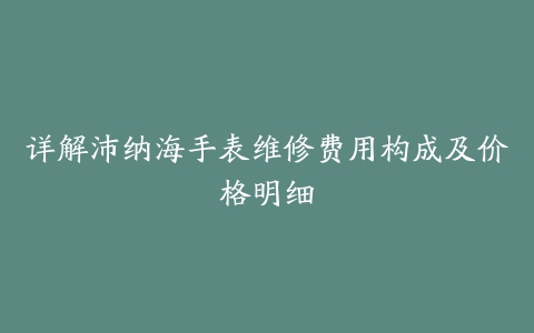 详解沛纳海手表维修费用构成及价格明细