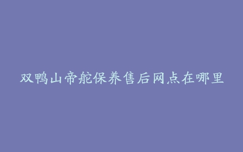 双鸭山帝舵保养售后网点在哪里