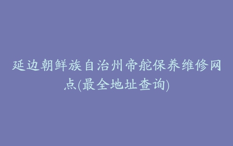 延边朝鲜族自治州帝舵保养维修网点(最全地址查询)