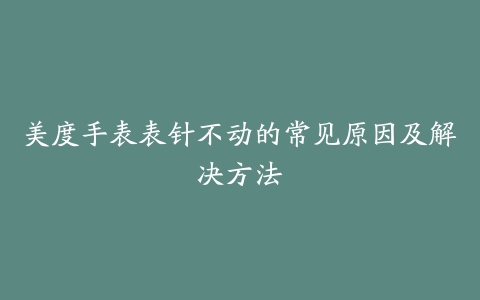 美度手表表针不动的常见原因及解决方法