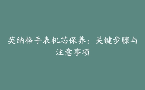 英纳格手表机芯保养：关键步骤与注意事项