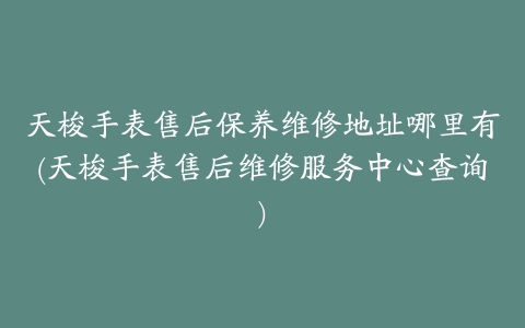 天梭手表售后保养维修地址哪里有(天梭手表售后维修服务中心查询)