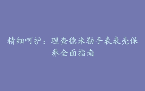 精细呵护：理查德米勒手表表壳保养全面指南