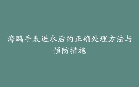 海鸥手表进水后的正确处理方法与预防措施