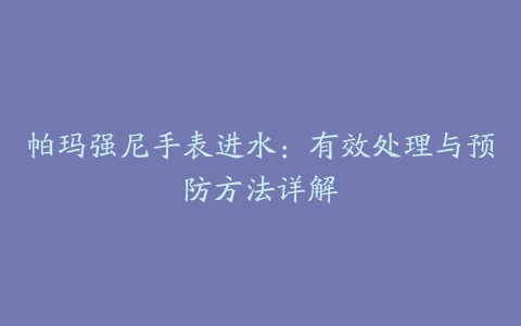 帕玛强尼手表进水：有效处理与预防方法详解